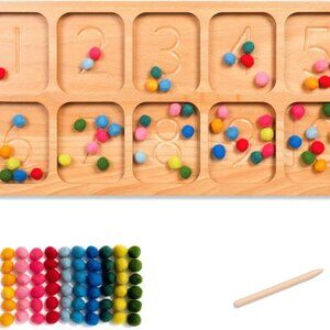 Wooden Number Tracking Board, Children's Math Bead Counting(1 Pack)